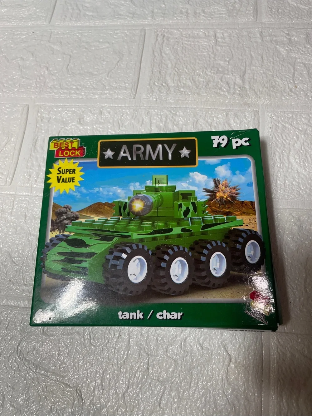 NIB Best-Lock Army Tank Building Block Set 79 pc LEGO Compatible Military Toy